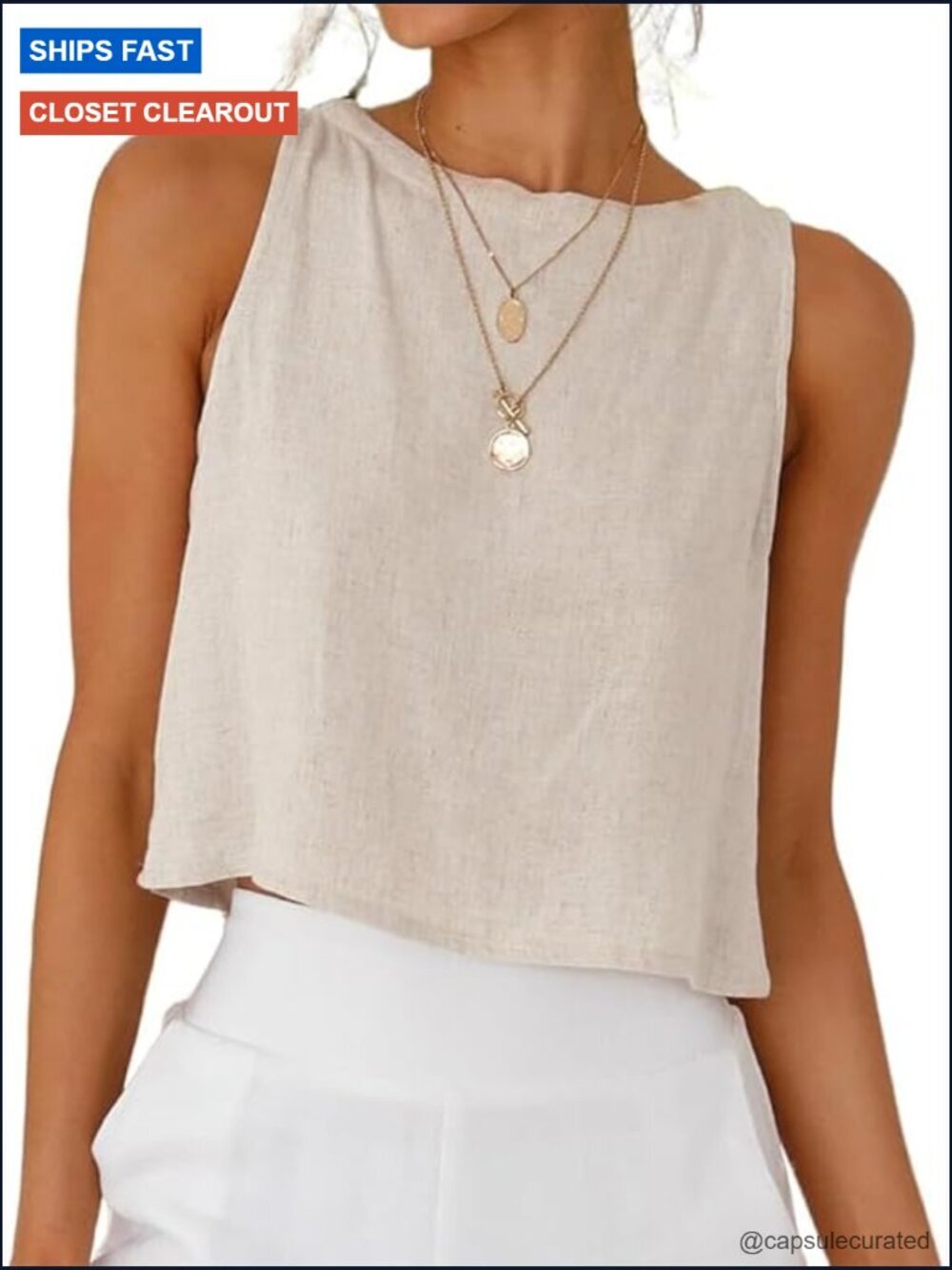 Linen Crop Tanks Sleeveless Summer Tops Loose Cotton Blend